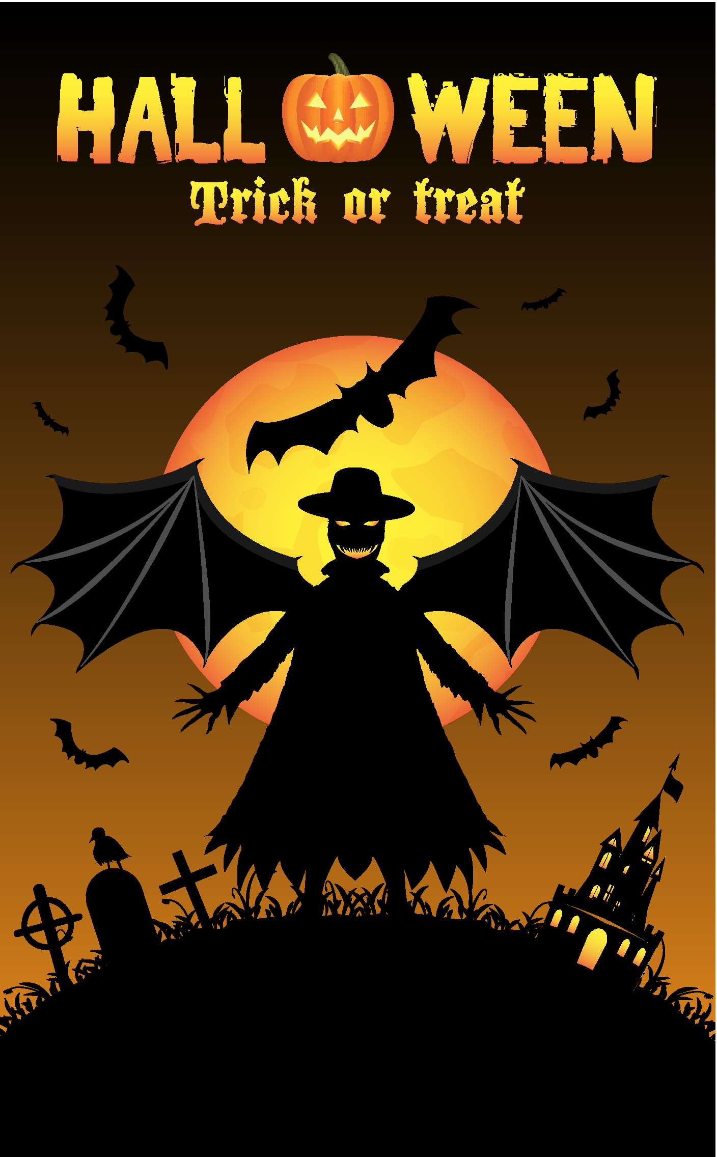 万圣节稻草人底纹封面矢量素材下载