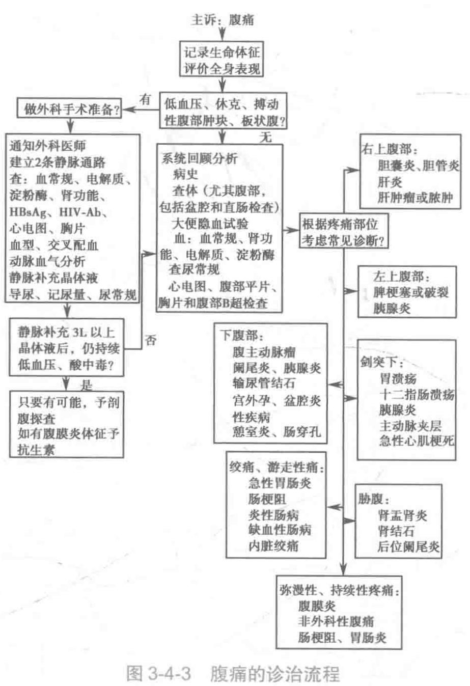 图3-4-3 腹痛的诊治流程
